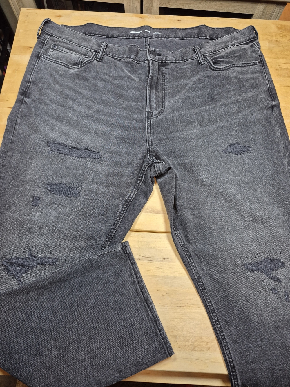Old Navy Men's Distressed Charcoal Relaxed Jeans